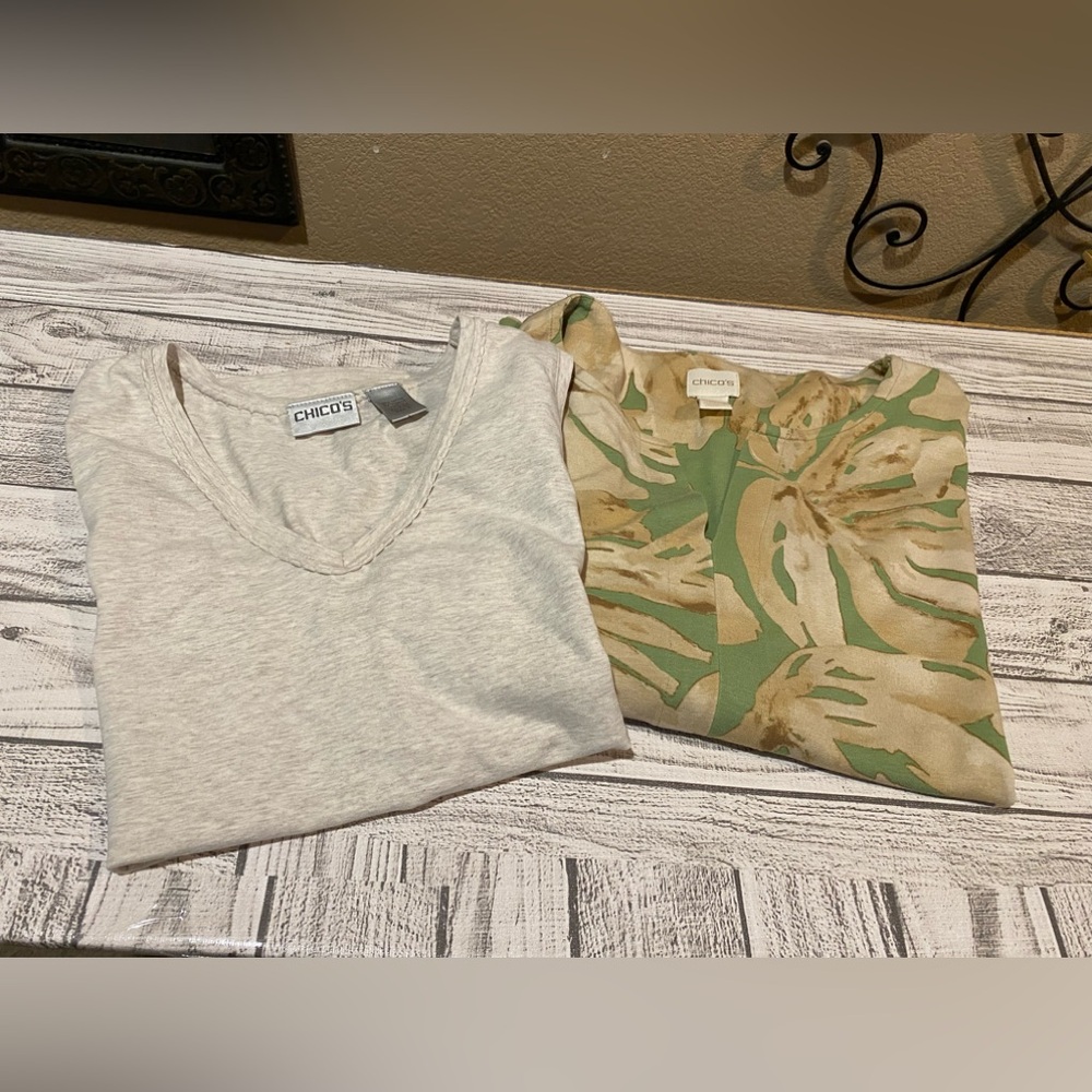 Chicos bundle of 2 Jungle Palms cold shoulder & tank size 2